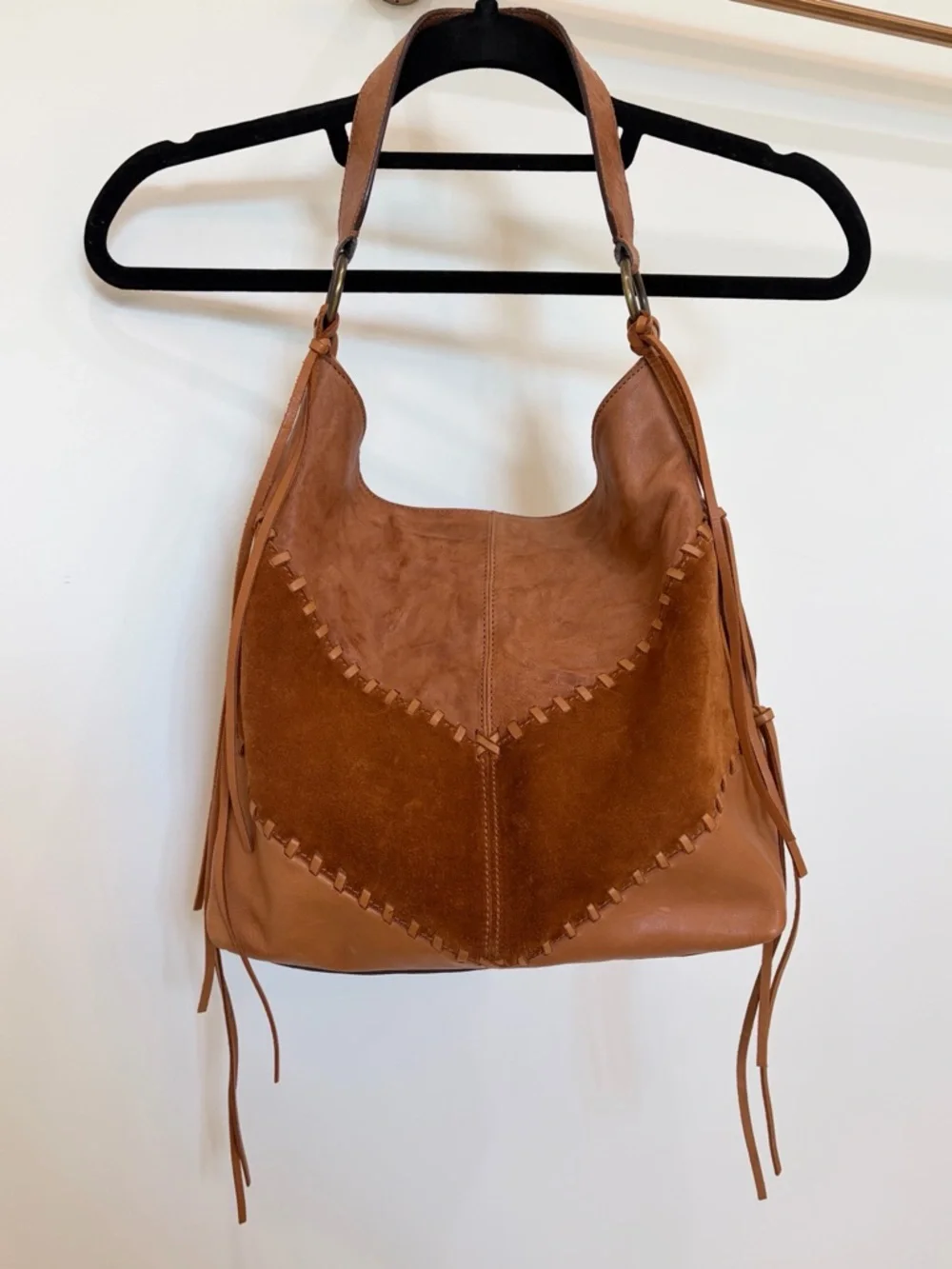 Johnny Was Suede Leather Hobo Bag